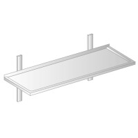 Półka wisząca ze stali nierdzewnej pojedyncza z powierzchnią wklęsłą 1300x300x250 mm | DORA METAL, DM-3502