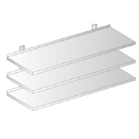 Półka wisząca przestawna ze stali nierdzewnej potrójna z powierzchnią płaską 800x300x1050 mm | DORA METAL, DM-3505