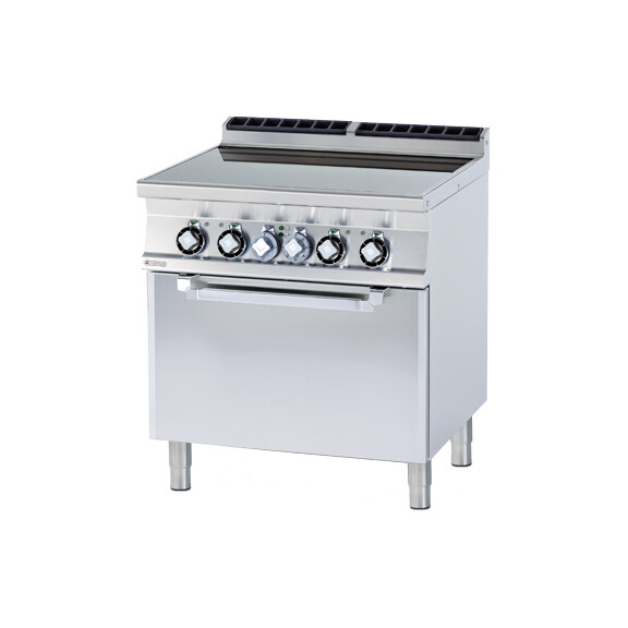 Kuchnia elektryczna ceramiczna z piekarnikiem statycznym 4x2,5 kW, 800x700x900 mm, płyta 75x57 cm | RM GASTRO, CFC4-78 ET