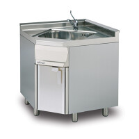 Moduł rogowy ze zlewem i szafką 800x800x600x900 mm | RM GASTRO, LAA - 68