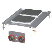 Kuchnia stołowa elektryczna 2x2,6 kW, płyta kwadratowa 22x22 cm, 400x600x50 mm | RM GASTRO, PCQD - 74 ET