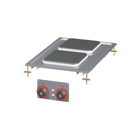 Kuchnia stołowa elektryczna 2x2,6 kW, płyta kwadratowa 22x22 cm, 400x600x50 mm | RM GASTRO, PCQD - 74 ET