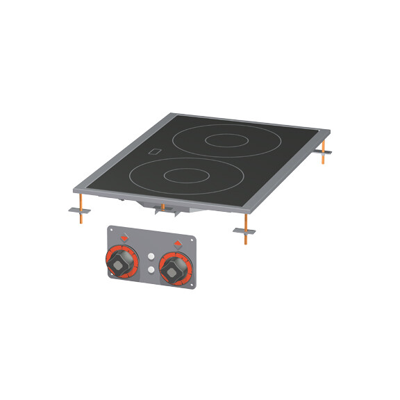 Kuchnia stołowa elektryczna ceramiczna 2x2,5 kW, 400x600x50 mm | RM GASTRO, PCCD - 74 ET