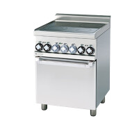 Kuchnia ceramiczna z piekarnikiem konwekcyjnym 2x1,2+2x1,8 kW, płyty Ø 15 cm i Ø 18 cm, 600x600x900 mm | RM GASTRO, CFMC4 - 66 ET