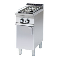 Kuchnia gazowa z nierdzewnym rusztem i szafką 5,5+7,5 kW, 400x700x900 mm | RM GASTRO, PC - 74 G/P