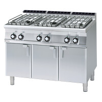 Kuchnia gazowa z nierdzewnym rusztem i szafką 3,5+3x5,5+2x7,5 kW, 1200x700x900 mm | RM GASTRO, PC - 712 G/P