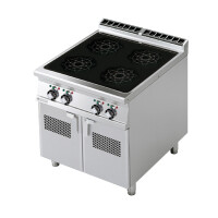 Kuchnia indukcyjna elektryczna z szafką, płyta: 750x770 mm, 4x5 kW, 800x900x900 mm | RM GASTRO, PCI - 98 ET
