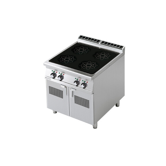 Kuchnia indukcyjna elektryczna z szafką, płyta: 750x770 mm, 4x5 kW, 800x900x900 mm | RM GASTRO, PCI - 98 ET