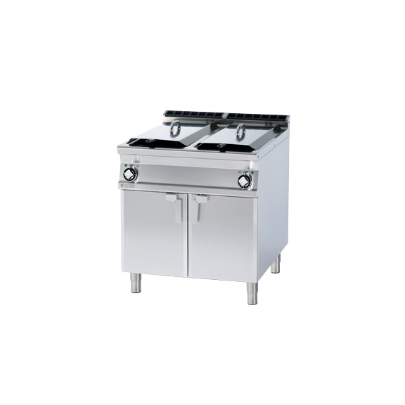 Frytownica gazowa z szafką, 2x 18 l, 2 kosze 210x450x150 mm, 800x900x900 mm | RM GASTRO, F2/18 - 98 G