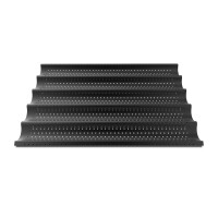 Blacha aluminiowa mikroperforowana z powłoką nieprzywierającą, 5 wgłębień, 600x400x34 mm | UNOX, FORO.BAGUETTE.BLACK