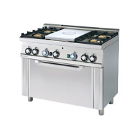 Kuchnia gazowa z płytą żeliwną i palnikami 2x3,5+2x5,5+5,5 kW, 1000x600x900 mm | RM GASTRO, TPF4 - 610 G