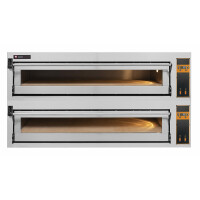 Piec do pizzy elektryczny, sterowanie elektroniczne, piekarniczy modułowy szamotowy, szeroki, 6+6x 40 cm, 4+4x 600x400 mm, 1540x985x750 mm | RESTO QUA