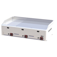 Płyta grillowa chromowana gazowa 12 kW, płyta gładka i ryflowana 970x480 mm, 990x600x220 mm | REDFOX, FTHRC - 90 G