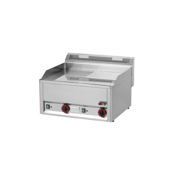 Płyta grillowa chromowana elektryczna 9 kW, płyta gładka i ryflowana 480x970 mm, 990x600x290 mm | REDFOX, FTHRC 90 EL