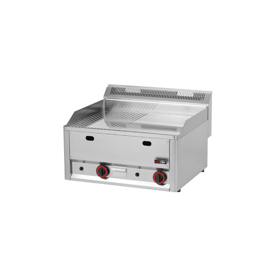 Płyta grillowa chromowana gazowa 12 kW, płyta gładka i ryflowana 480x970 mm, 990x600x290 mm | REDFOX, FTHRC 90 GL