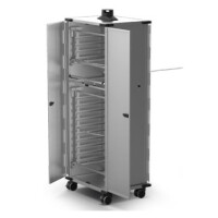 Mobilna szafka z drzwiami wyposażona w kosze na blachy 14x 600x400 mm | UNOX, QUICK.Load 4+10