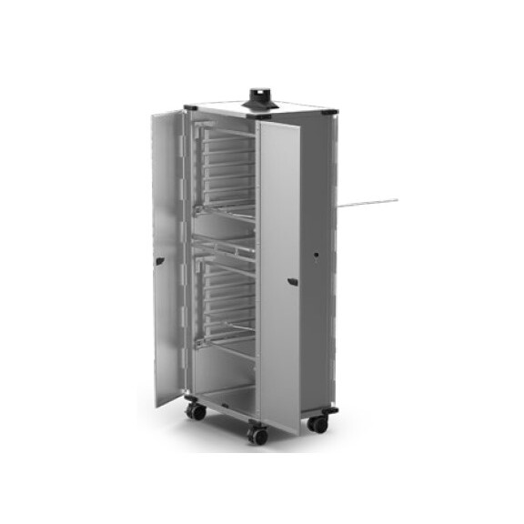 Mobilna szafka z drzwiami wyposażona w kosze na blachy 12x 600x400 mm | UNOX, QUICK.Load 6+6