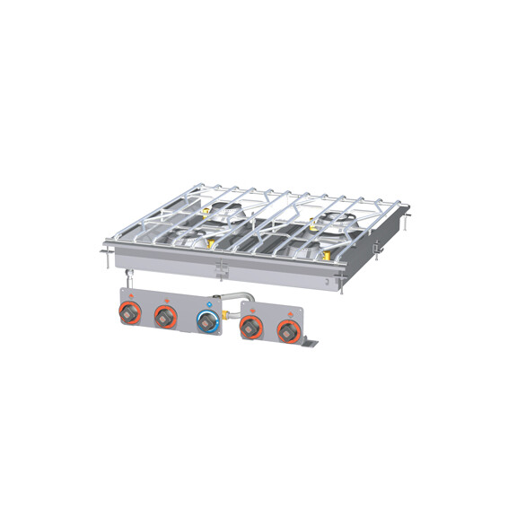Kuchnia stołowa gazowa wodna 2x5,5+2x8,5 kW, 800x800x120 mm | RM GASTRO, PCAD - 88 G