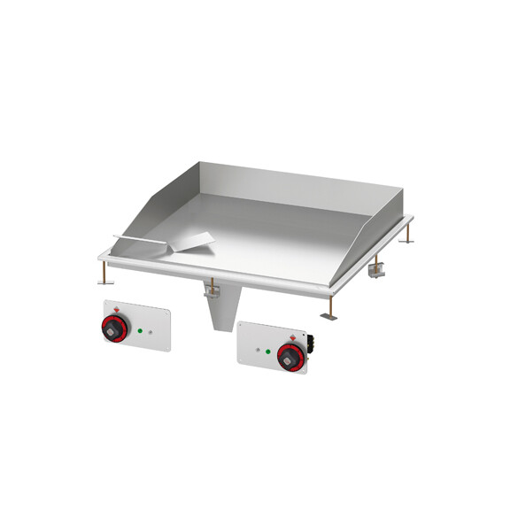 Płyta grillowa stołowa elektryczna 2x7,5 kW, płyta 1/2 gładka i 1/2 ryflowana chromowana 760x680 mm, 800x800x220 mm | RM GASTRO, FTLRD - 88 ETS