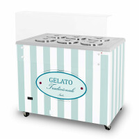 Dystrybutor do lodów, witryna do lodów, konserwator, retro, 6 tub, okrągłe kuwety, 1063x670x895 mm, biało-pastelowo niebieski | RESTO QUALITY, GELATO 
