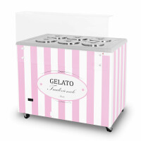 Dystrybutor do lodów, witryna do lodów, konserwator, retro, 6 tub, okrągłe kuwety, 1063x670x895 mm, biało-różowy | RESTO QUALITY, GELATO POZETTI 6 PIN