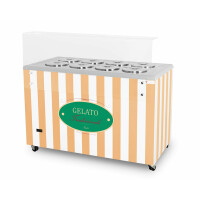 Dystrybutor do lodów, witryna do lodów, konserwator, retro, 8 tub, okrągłe kuwety, 1283x670x895 mm, biało-beżowy | RESTO QUALITY, GELATO POZETTI 8 BEI