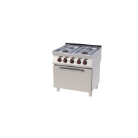 Kuchnia gazowa z piekarnikiem statycznym 3,5+3x6 kW, 800x700x900 mm | REDFOX, SPBT 70/80 21 G