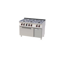 Kuchnia gazowa z piekarnikiem statycznym i szafką 2x3,5+4x6 kW, 1200x700x900 mm | REDFOX, SPBT 70/120 21 G