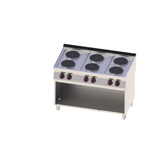 Kuchnia elektryczna 6x2,6 kW, płyty Ø 22 cm, 1200x700x900 mm | REDFOX, SP 70/120 E