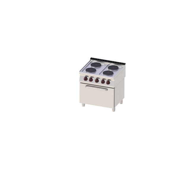 Kuchnia elektryczna z piekarnikiem statycznym 4x2,6 kW, 800x700x900 mm | REDFOX, SPT 70/80 21 E