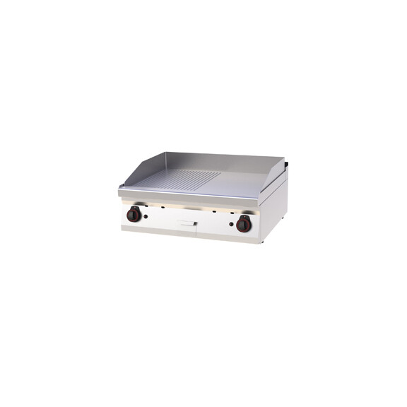 Płyta grillowa gazowa 2x 7 kW, płyta grzewcza ryflowana 796x510 mm, 800x700x330 mm | REDFOX, FTR 70/08 G