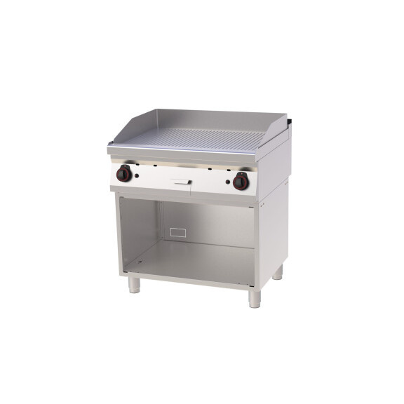 Płyta grillowa gazowa 2x 7 kW, płyta grzewcza ryflowana chromowana 796x510 mm, 800x700x900 mm | REDFOX, FTRC 70/80 G