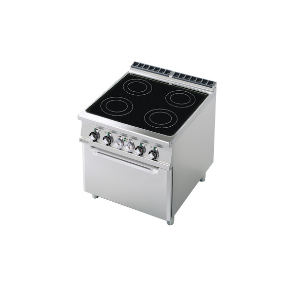 Kuchnia ceramiczna z piekarnikiem elektryczna 4x3,4 kW, płyta 750x750 mm, 800x900x900 mm | RM GASTRO, CFVC4 - 98 ET
