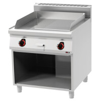 Płyta grillowa gazowa 16 kW, płyta 1/2 ryflowana i 1/2 gładka 710x650 mm, 800x900x900 mm | REDFOX, FTHR 90/80 G