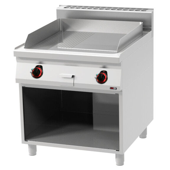 Płyta grillowa gazowa 16 kW, płyta 1/2 ryflowana i 1/2 gładka 710x650 mm, 800x900x900 mm | REDFOX, FTHR 90/80 G
