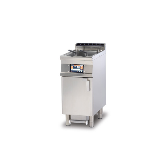 Frytownica elektryczna z funkcją czyszczenia i opróżniania zbiornika 18 l, 16,2 kW, kosz 2x 135x290x150 mm, 400x700x900 mm | RM GASTRO, F18-74ETDP