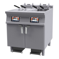 Frytownica elektryczna z funkcją czyszczenia i opróżniania zbiornika i podnośnikami do koszy 2x 25 l, 45,3 kW, kosz 4x 135x450x150 mm, 800x900x900 mm 