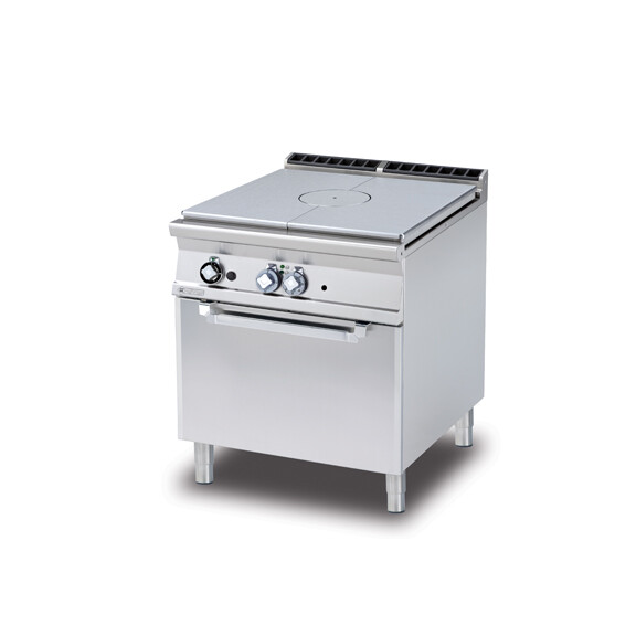 Kuchnia żeliwna gazowa z piekarnikiem elektrycznym 12 kW, płyta 790x730 mm, 800x900x900 mm | RM GASTRO, TPFV-98GE