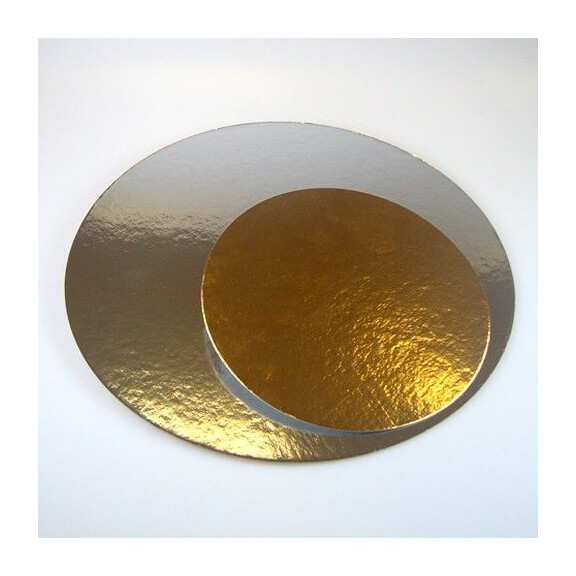 Podkład okrągły pod ciasto, śr 30 cm, 100 szt. srebrny / złoty | FUNCAKES, FC2630RD-100