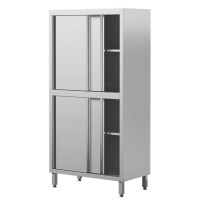Szafa magazynowa ze stali nierdzewnej z drzwiami suwanymi, dzielona, dwukomorowa, 2 półki, 1300x600x2000 mm | ASBER, SC4-136/20-2S-SD