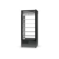 Szafa chłodnicza dwustronnie przeszklona z drzwiami skrzydłowymi, blokada drzwi od strony klienta, agregat dolny, wentylator, 4 kl., 625x720x2000 mm |