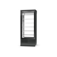 Szafa chłodnicza dwustronnie przeszklona z drzwiami skrzydłowymi, szyba od strony klienta zamontowana na stałe, agregat dolny, 4 kl., 825x675x1980 mm 