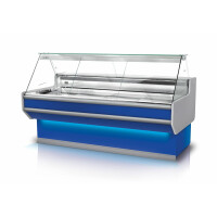 Lada chłodnicza z hartowaną dzieloną szybą prostą ukośną, blatem ze stali nierdzewnej i podświetleniem korpusu 1550x1070x1220 mm | RAPA, L-A3