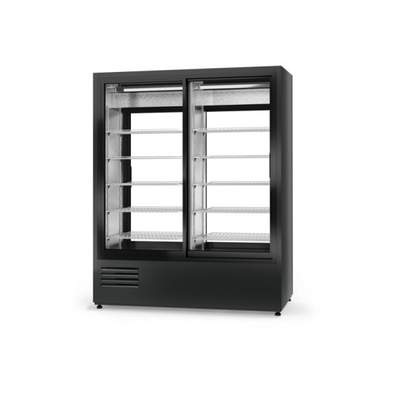 Szafa chłodnicza dwustronnie przeszklona, drzwi rozsuwane z obu stron, agregat dolny, wentylator, 3 kl., 1200x760x1980 mm | RAPA, SCh - 2S2R 1200 ecol
