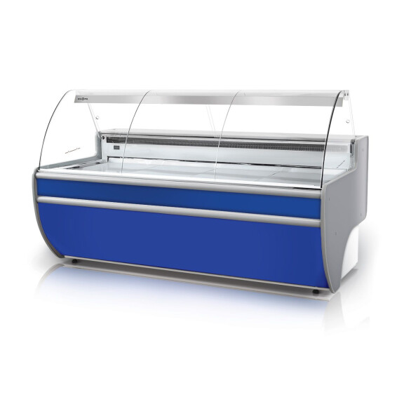 Lada chłodnicza z hartowaną szybą gietą uchylną i podświetlanym dolnym plafonem 1370x1070x1220 mm | RAPA, L-C