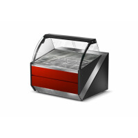 Moduł lady grzewczej z hartowaną szybą giętą, otwieraną do góry i blatem ze stali nierdzewnej 1250x1200x1210 mm | RAPA, L-S/DHBM
