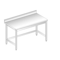 Stół przyścienny ze stali nierdzewnej z rantem puszkowym i kapinosem 1000x700x850 mm | DORA METAL, DM-S-3101