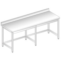 Stół przyścienny ze stali nierdzewnej z rantem puszkowym i kapinosem 2100x600x850 mm | DORA METAL, DM-S-3102