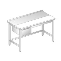 Stół przyścienny ze stali nierdzewnej z płytą do krojenia i szufladą 1700x600x850 mm | DORA METAL, DM-3106