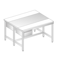 Stół centralny ze stali nierdzewnej z płytami do krojenia i 2 szufladami 1200x1200x850 mm | DORA METAL, DM-3107